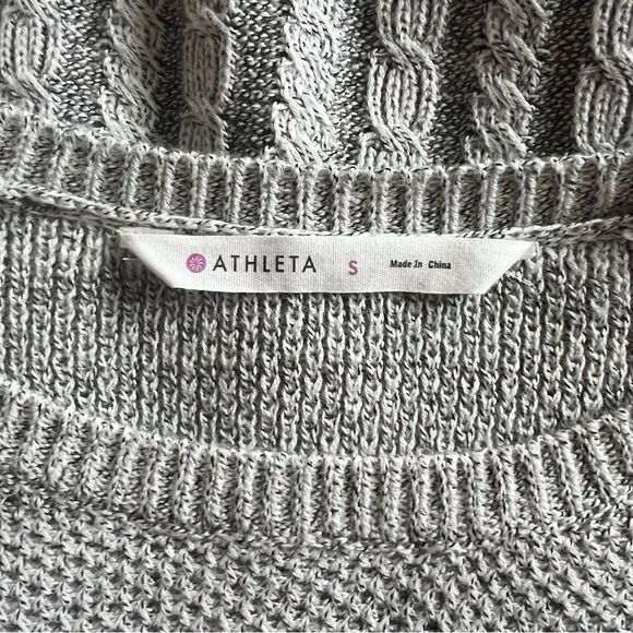 Athleta Borealis Grey Textured Cable Knit Wool Blend Sweater - Picture 8 of 9